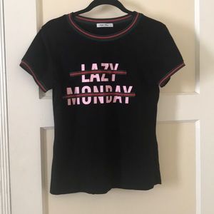 Black tee lazy Monday quote